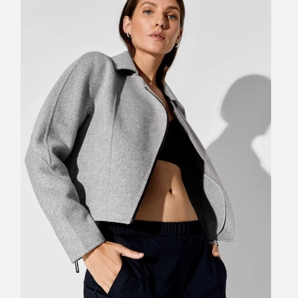 Dion Lee x Carbon38 Asymmetrical Wool Grey Biker Jacket Sz Large RARE